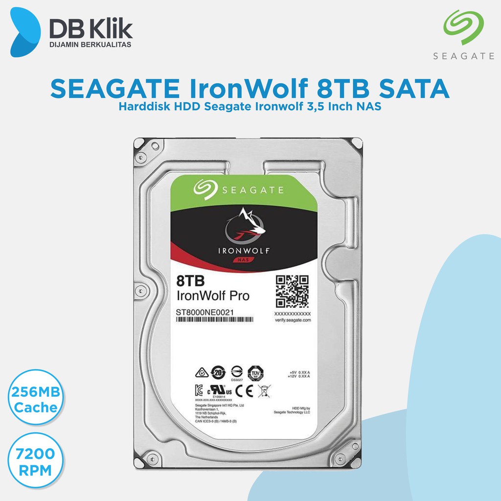 Harddisk HDD Seagate Ironwolf 8TB Sata 3,5” NAS