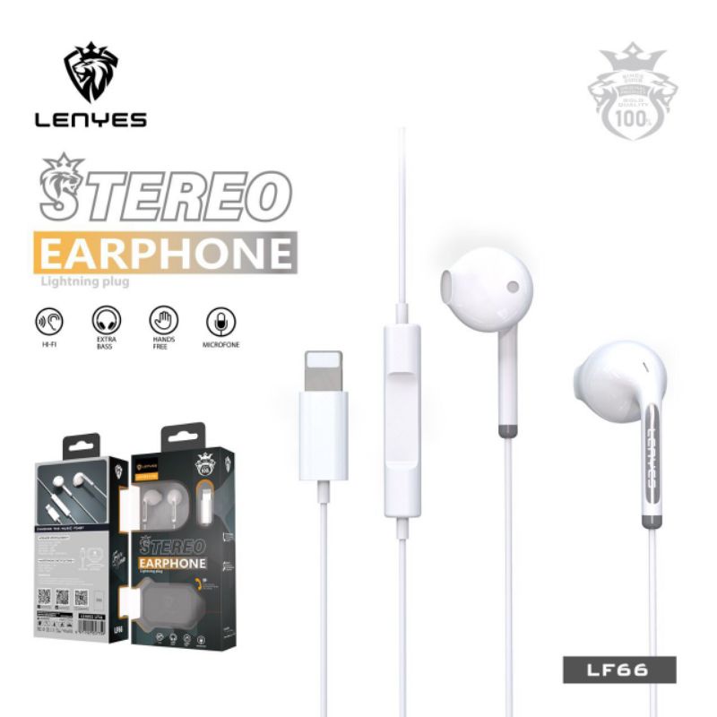 Handsfree Headset Lenyes LF-66 Original Stereo Earphone Bass LF66