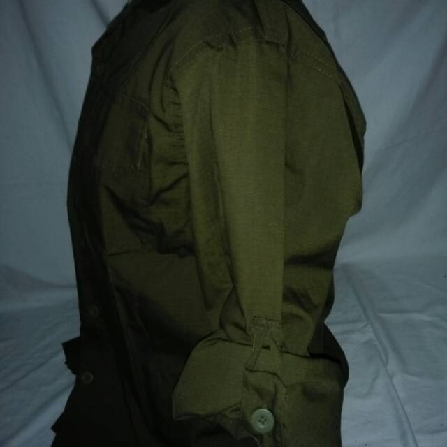 Long sleeve defender green army/kemeja pdl/lapangan hijau army ripstop katun