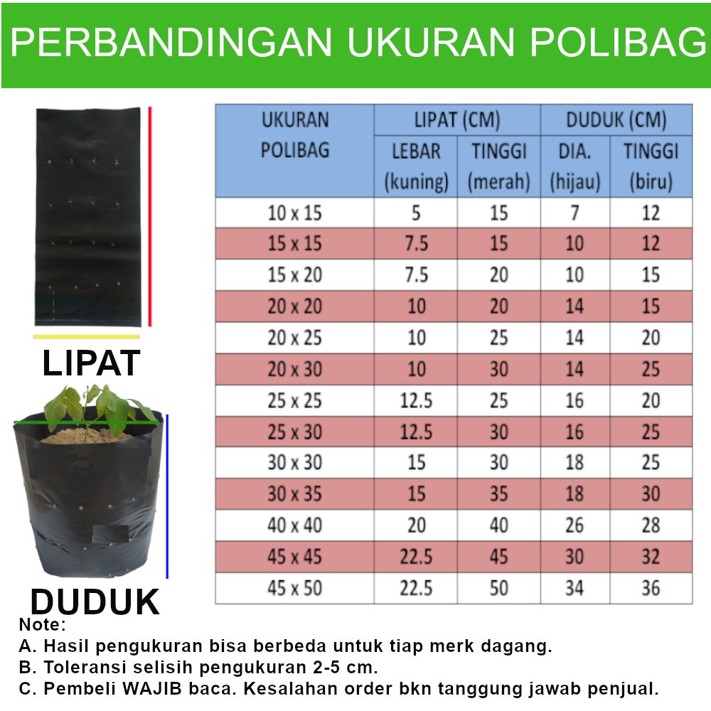 1pc Polybag L 35x35 Polybag Lipat / Polibag / Polibeg / Polibek / Kantong Tanaman 35 x 35
