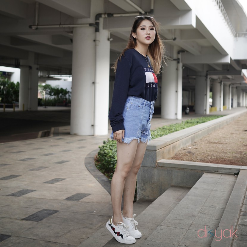 DISYAK - Hotpants Jeans Full Buttons Bio Bleach 1013-2013