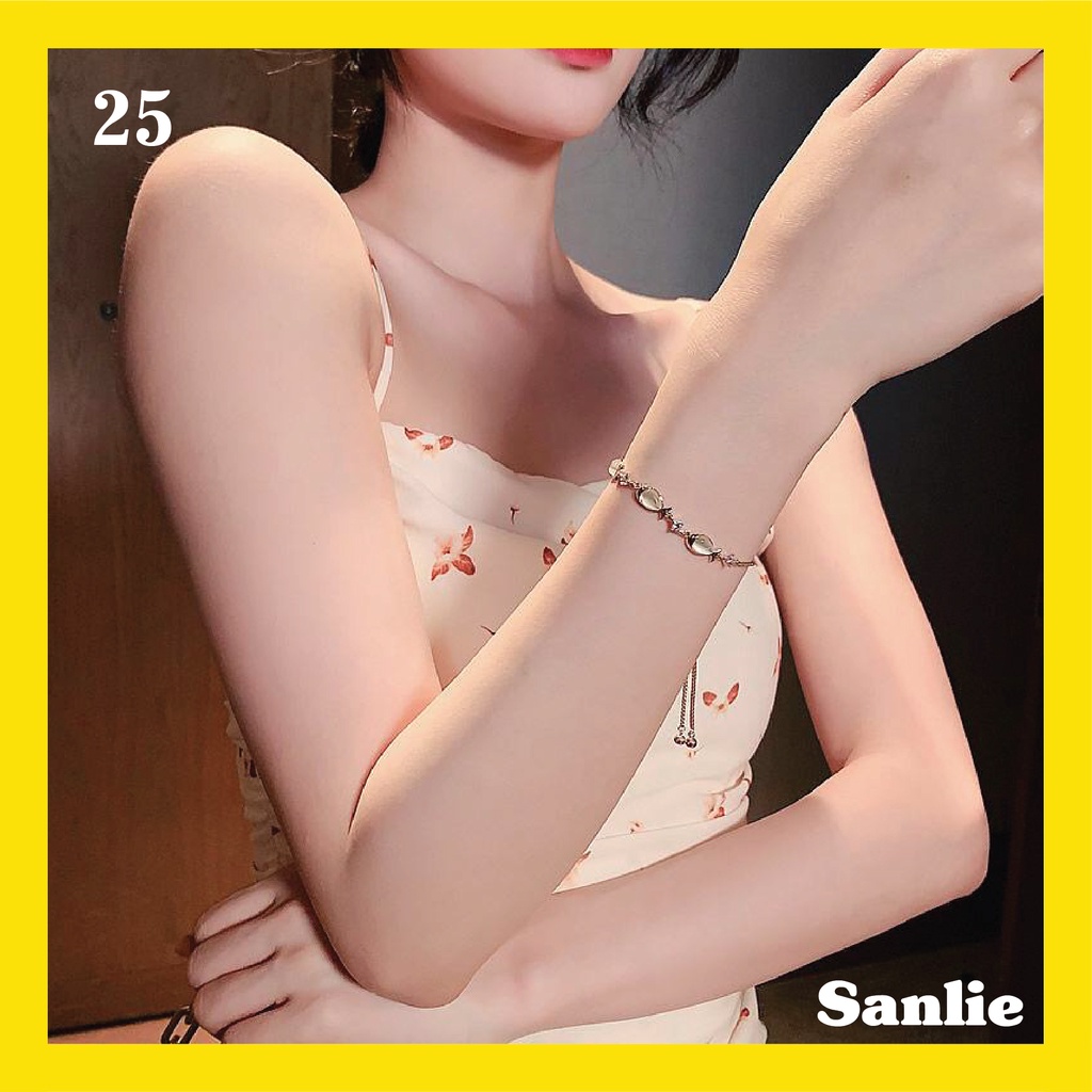 Sanlie Gelang Titanium Wanita Korea  Gelang Fashion Murah Model Mutiara 25