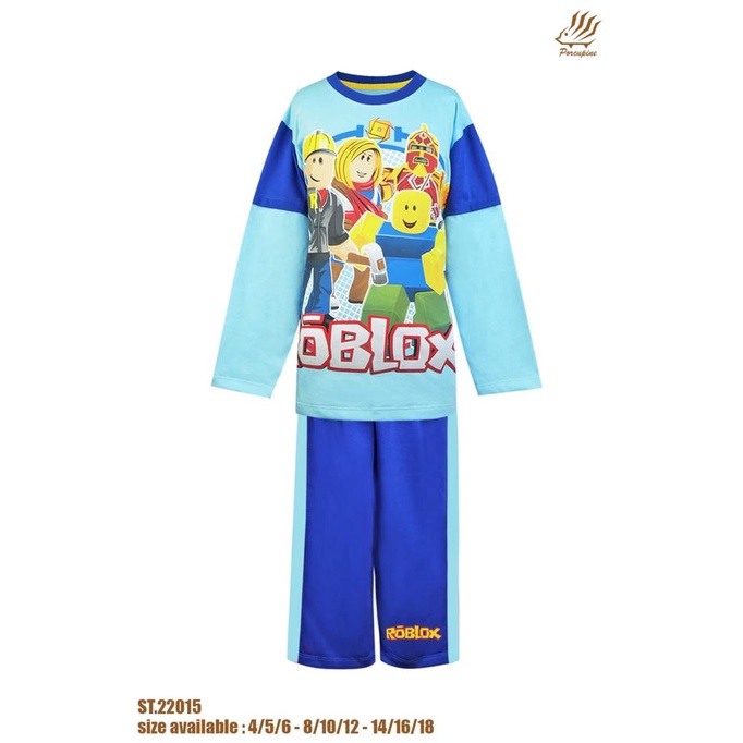 Piyama PP ROBLOX Lengan Panjang - Celana Panjang Anak Cowok Porcupine Kaos Baju Tidur ABG Karakter