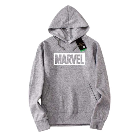 MARVEL WHITE Sweater Hoodie II MARVEL WHITE Jumper Hoodie II Sweter Oblong Topi Sz M - XL ( Pria &amp; Wanita / Anak &amp; Dewasa )