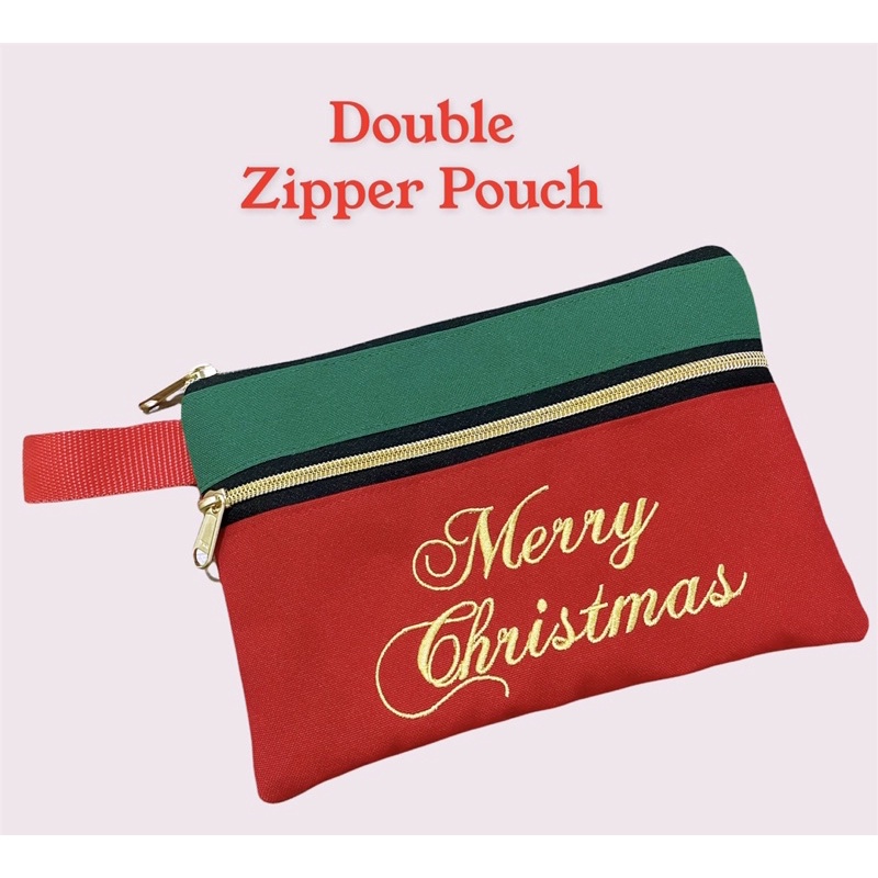 Fawn’G Handmade - Double Zipper Pouch Edisi Christmas / Pouch Natal