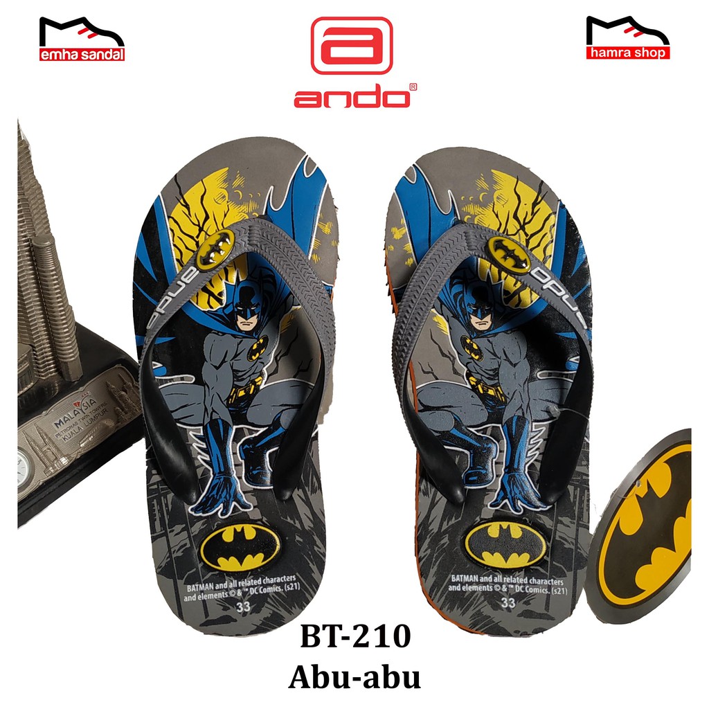 Ando BT 210 Sandal Jepit Anak Tanggung Karakter Batman Original/ Asli 28-37