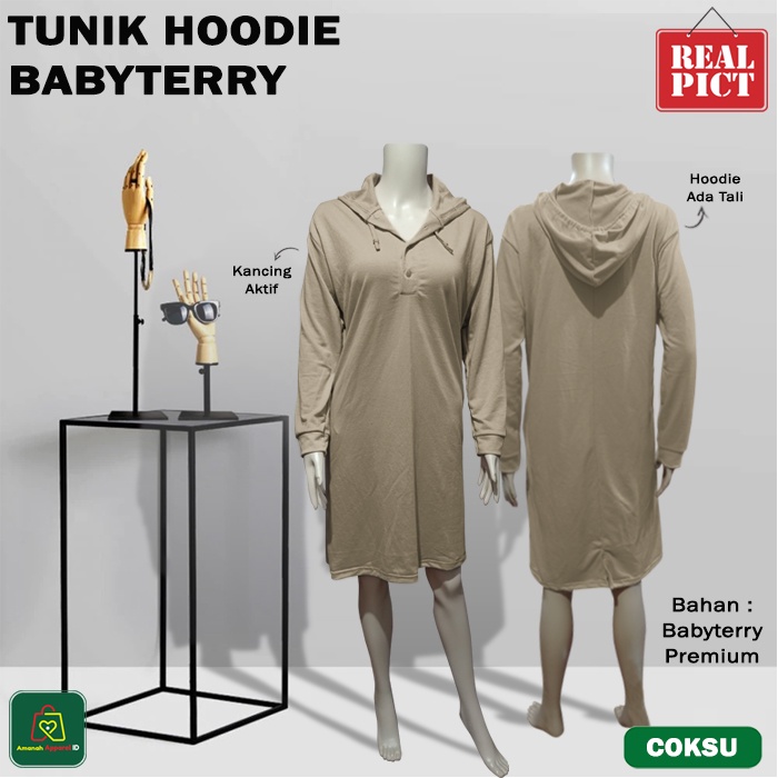 Baju Atasan Wanita TUNIK HOODIE BABYTERRY Big Size All Size / 29057