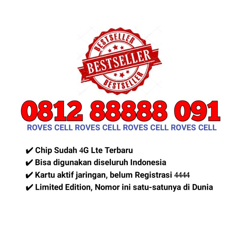 NOMOR CANTIK SIMPATI TELKOMSEL SERI 0812 88888 091 PANCA 8 BISA DI BACA OGI