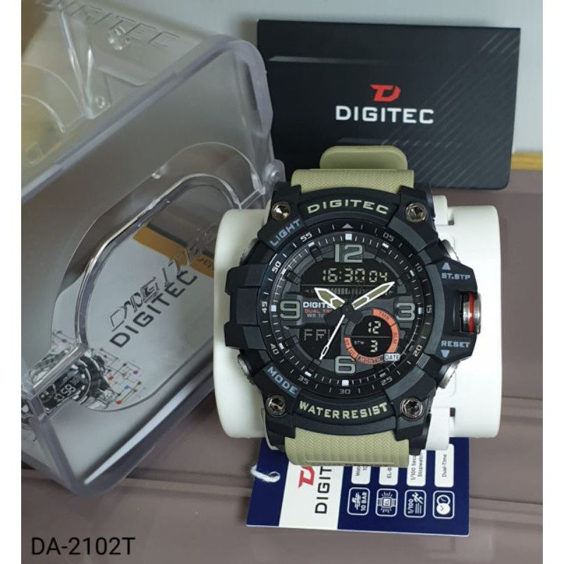 JAM TANGAN PRIA DIGITEC DG 2102 ORIGINAL DOUBLE TIME SPORTY ANTI WATER RESIST GARANSI RESMI