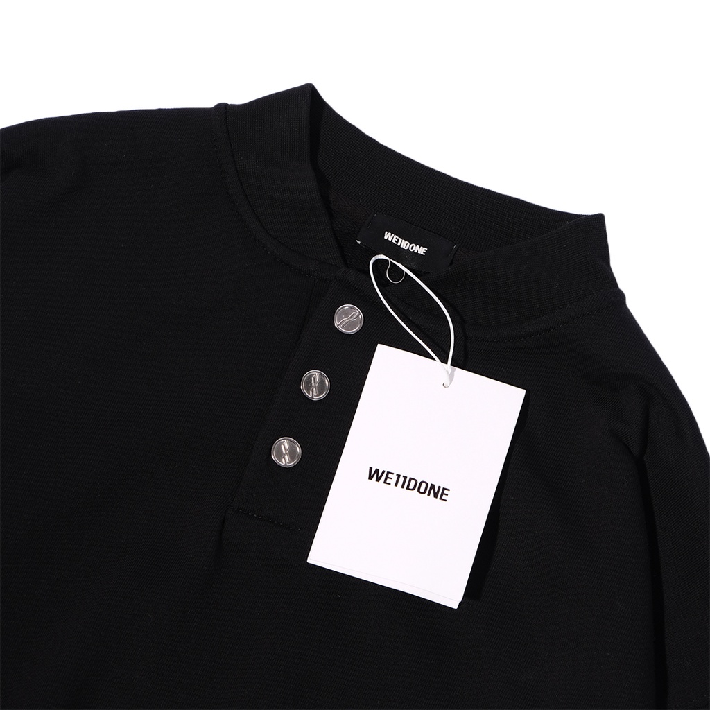 We11done Black Logo Embroidered Henley Sweater Black