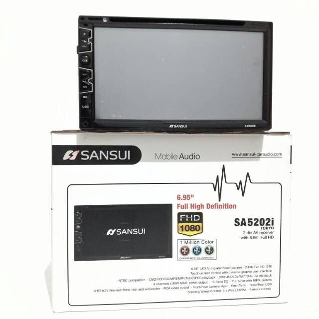 Doubledin Sansui 6.95 inch TOKYO SA 5202i - Mirrolink HD DVD USB Audio Tape Mobil