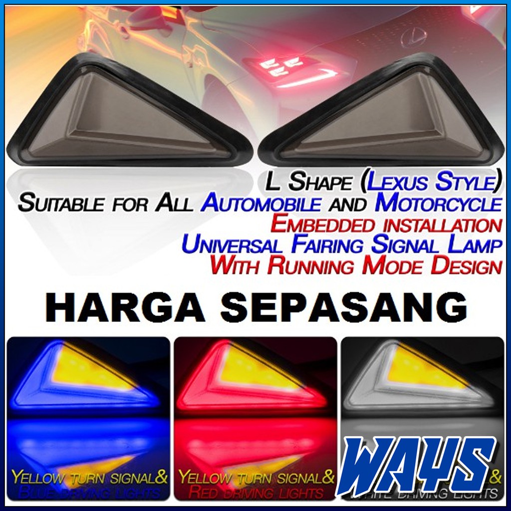 [L231] 2in1 Lampu Sein Sen Senja Tempel Lexus Segitiga Fairing Variasi Motor CBR R15 R25 GSX Ninja