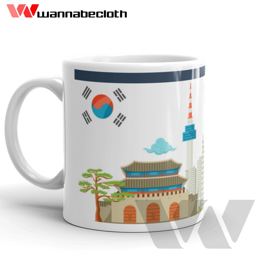 Gelas South Korea Mug South Korea Mug Custom Kado Gift Hadiah Souvenir South Korea Travelling v2