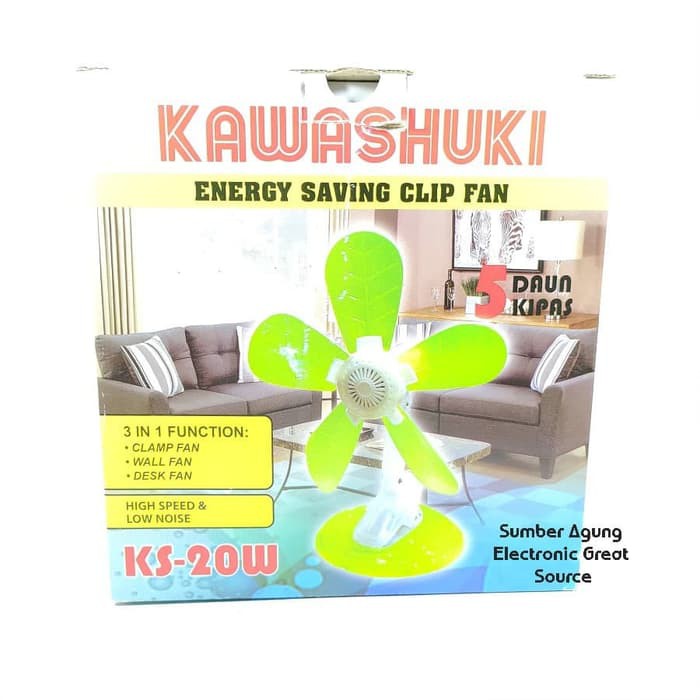 Kawashuki Kipas 3in1 5 Daun Kipas KS20W 20W Dinding Jepit Meja