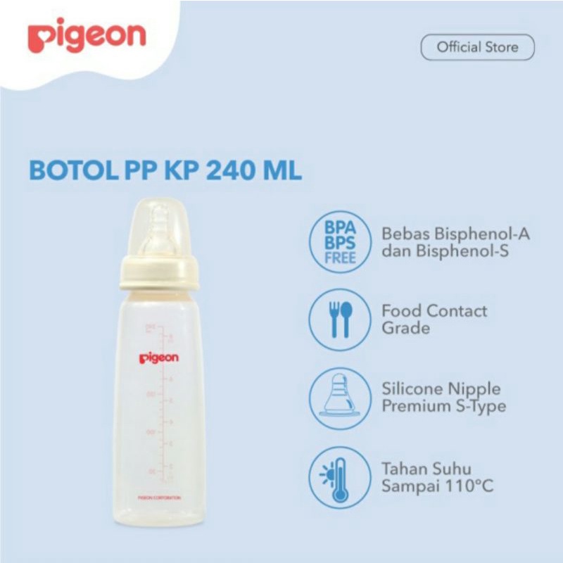 PIGEON Botol Susu PP KP 120ml 240ml Peristaltic nipple pigeon nursing bottle / Botol Susu Pigeon Slim neck 120ml Peristaltic Nipple