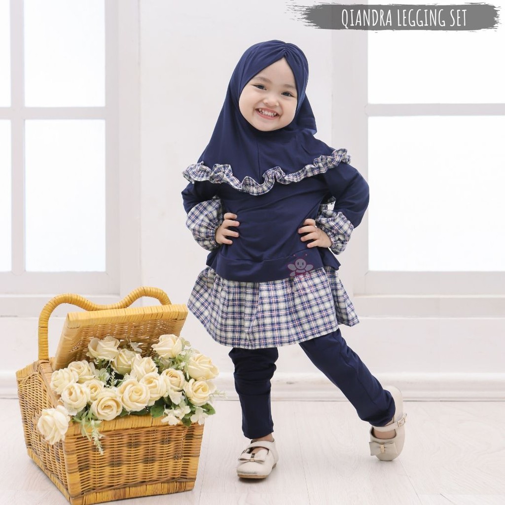 Gamis Anak Qiandra Set / Baju Muslim Anak Perempuan eLBi / Baju Muslim Anak 1-6 Tahun