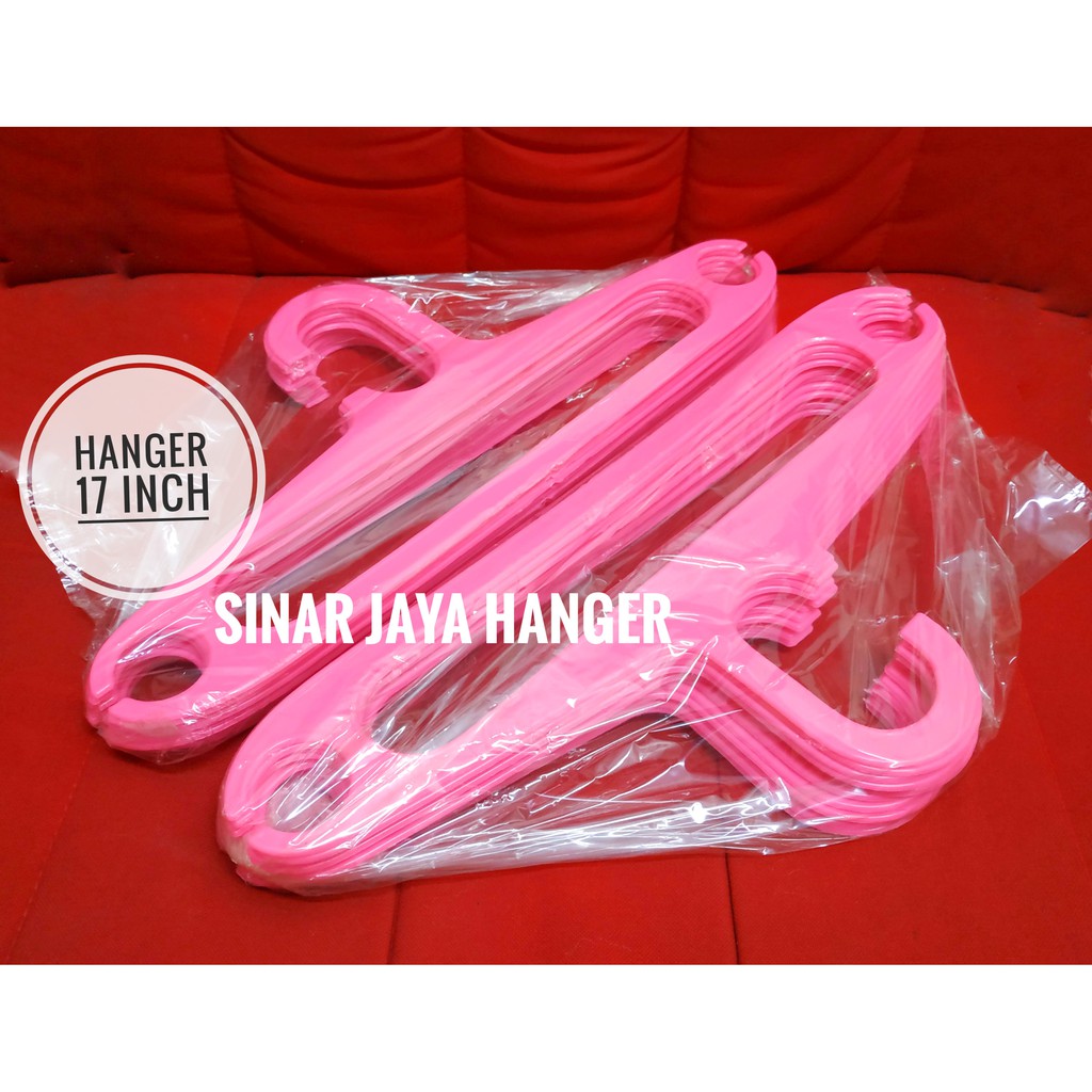 Hanger Plastik 17 Inch pink | Gantungan Baju Plastik Elastis