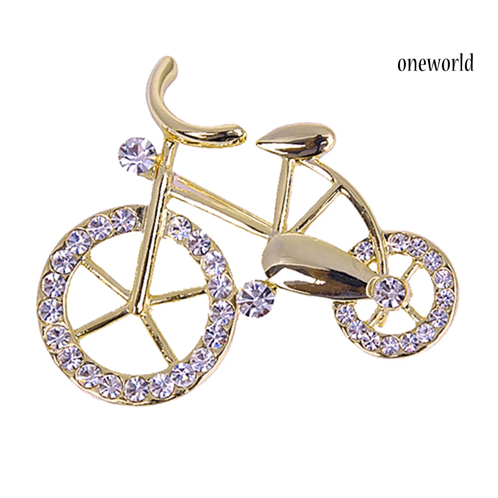 OW@ Rhinestone Bicycle Bike Shape Brooch Pin Jewelry Jacket Scarf Collar Bag Gift