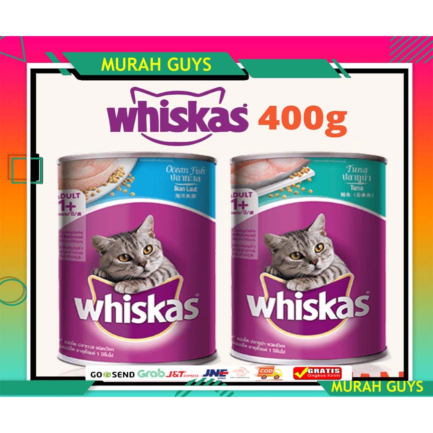 Wet food Whiskas Kaleng - Makanan kucing whiskas basah adult 400gr BONUS VITAMIN MINYAK IKAN