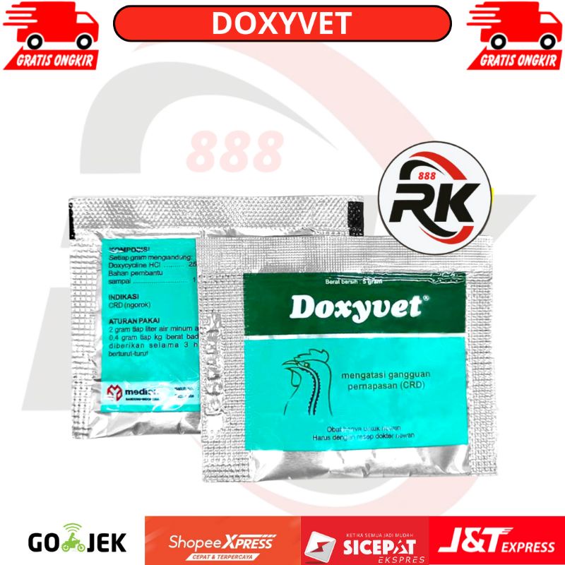 OBAT CRD AYAM DOXYPET 5 GRAM OBAT AYAM NGOROK ANTI CRD OBAT PILEK FLU BERSIN HIDUNG BERAIR