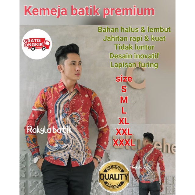 KEMEJA BATIK PRIA LENGAN PANJANG PREMIUM FURING KAIN BATIK SARIMBIT BATIK TULIS