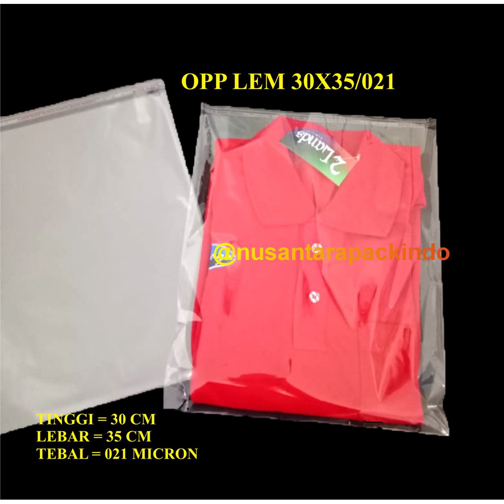 

Plastik Bening Kaca Kemasan Baju Opp Lem Ukuran 30x35 Tebal 021 Micron Isi 100 Lbr