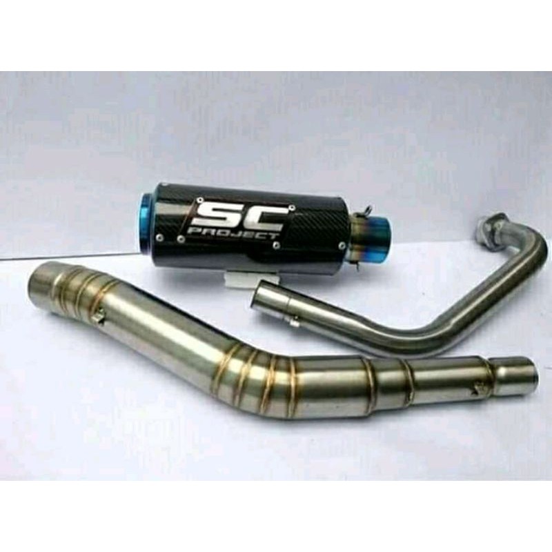 KNALPOT SC PROJECT CARBON UJUNG BIRU MOTOR NMAX,VIXEON,R15,SATRIA DLL