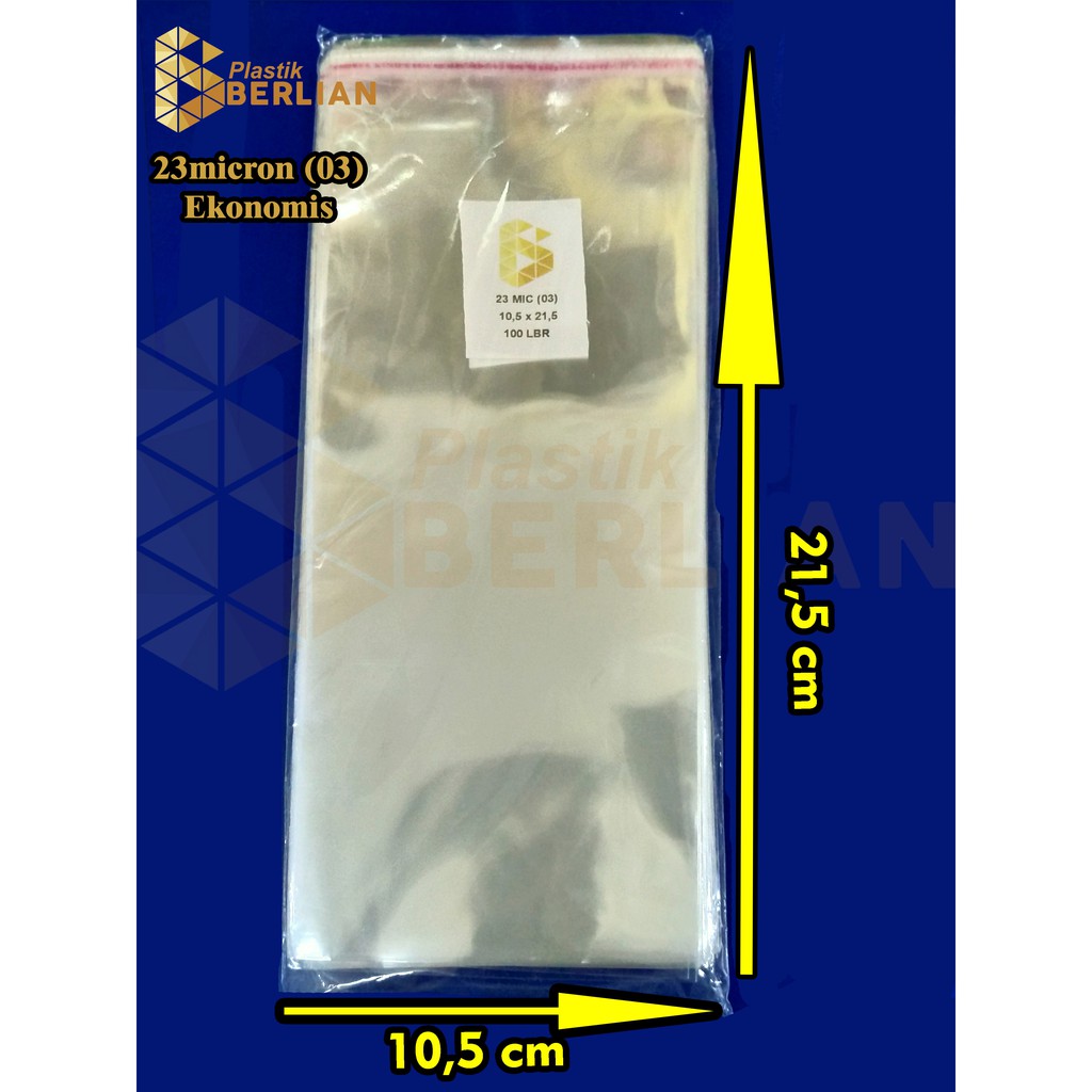 

10,5 x 21,5 cm Plastik OPP EKONOMIS 23micron (100 lbr) (lem/seal)