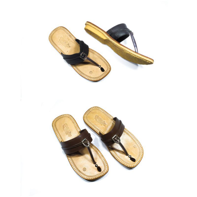 Sandal Tarumpah Pria Premium model Gesper  kulit asli garut sukaregang Garut