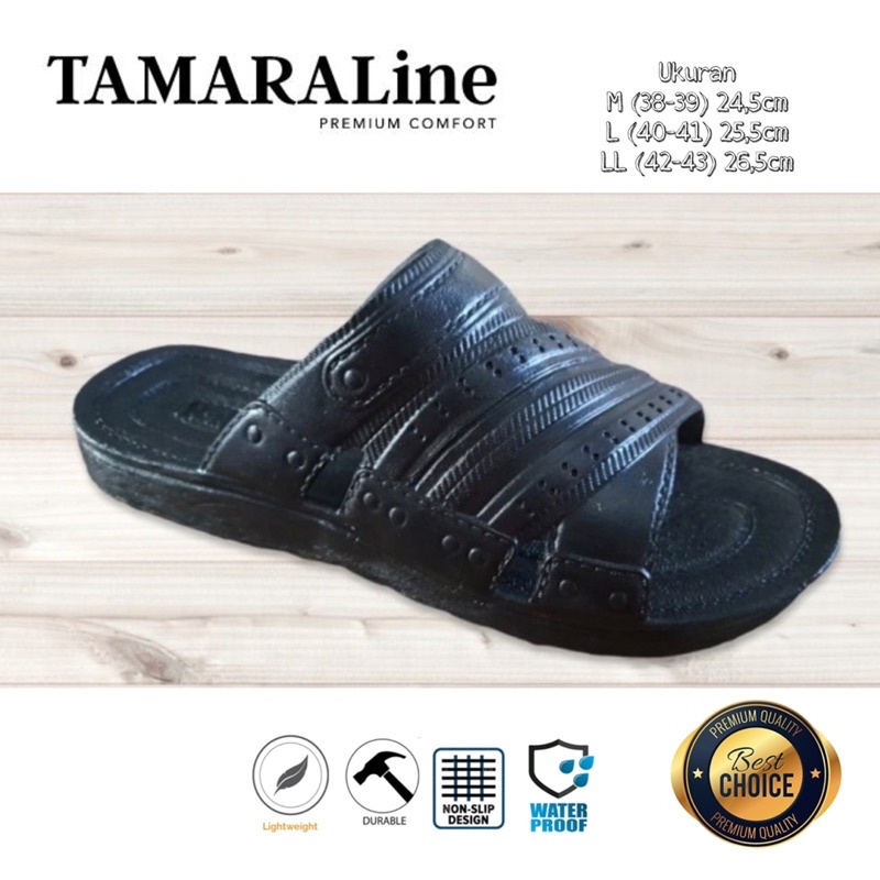 Sandal Selop Slide Slip on Karet Pria Dewasa / Remaja - TAMARALINE 221 / Bahan Premium Lentur Empuk Ringan Kuat Anti Slip Anti Air Model Sandal Casual Santai Rumah Hotel Outdoor Kamar Mandi Murah Original