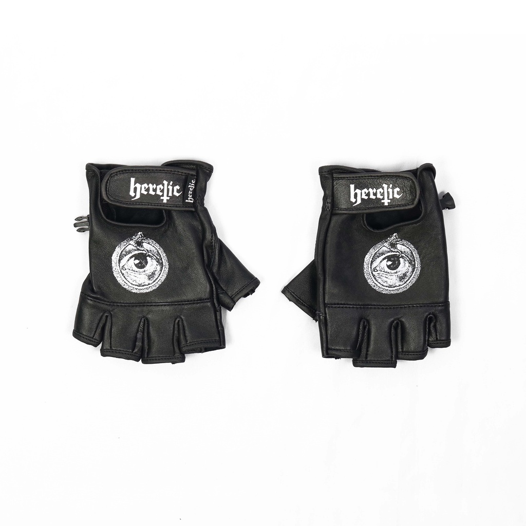 Heretic - Fingerless Leather Gloves - Sarung Tangan Kulit - Snake Eye