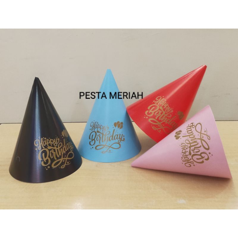 TOPI ULANG TAHUN / TOPI KERUCUT ULANG TAHUN / TOPI ULTAH / TOPI KERUCUT HAPPY BIRTHDAY / TOPI HAPPY 