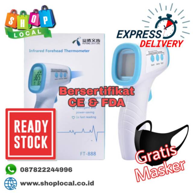 Original Termometer Infrared Bersertifikat CE FDA FT-888 Exp Baru