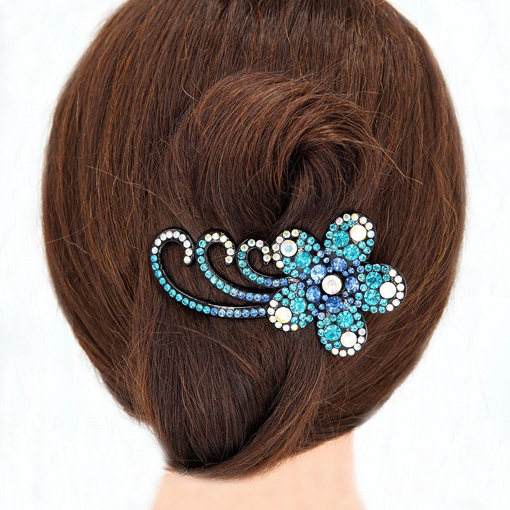 Jepit rambut korea besar sanggul elegan wanita premium full kristal original import motif baru