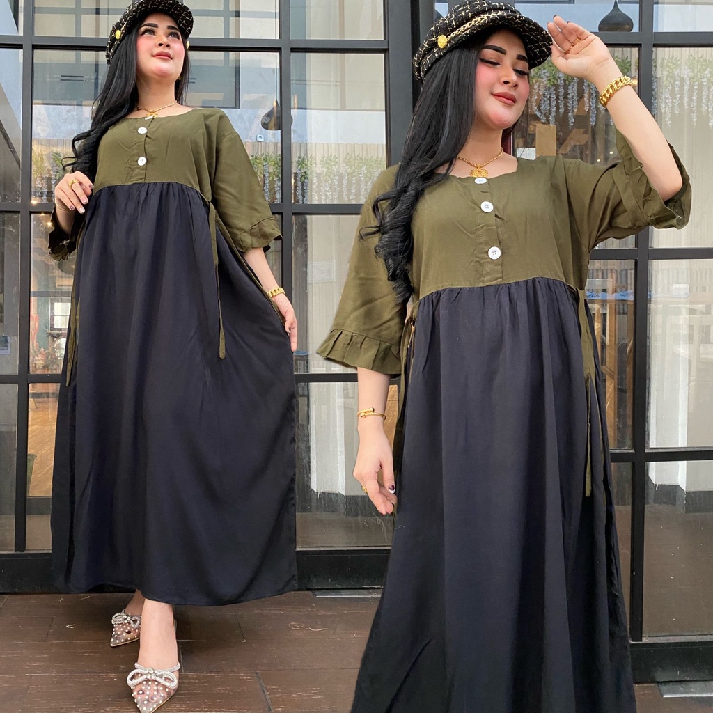 Gamis rayon warna warni branded bestseller DASTER REMPEL SUSUN