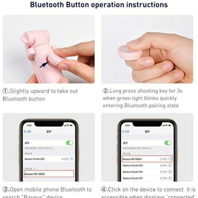 Kusus Hari Ini Baseus Lovely Tongsis Tripod Tongkat Selfie Stik Hp Bluetooth Baseus - Pink Diskon