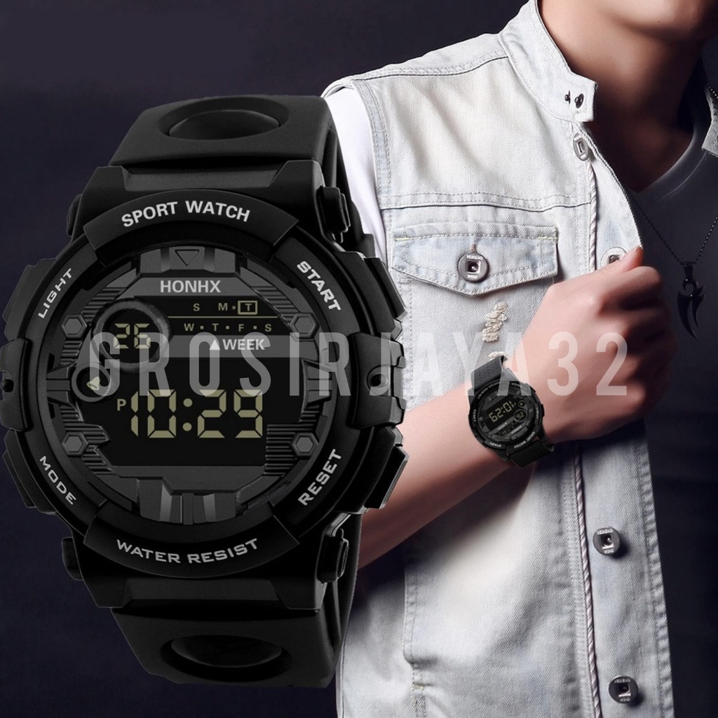 (GROSIRJAYA32) JAM TANGAN DIGITAL PRIA RENDY STRAP RUBBER KOREAN STYLE