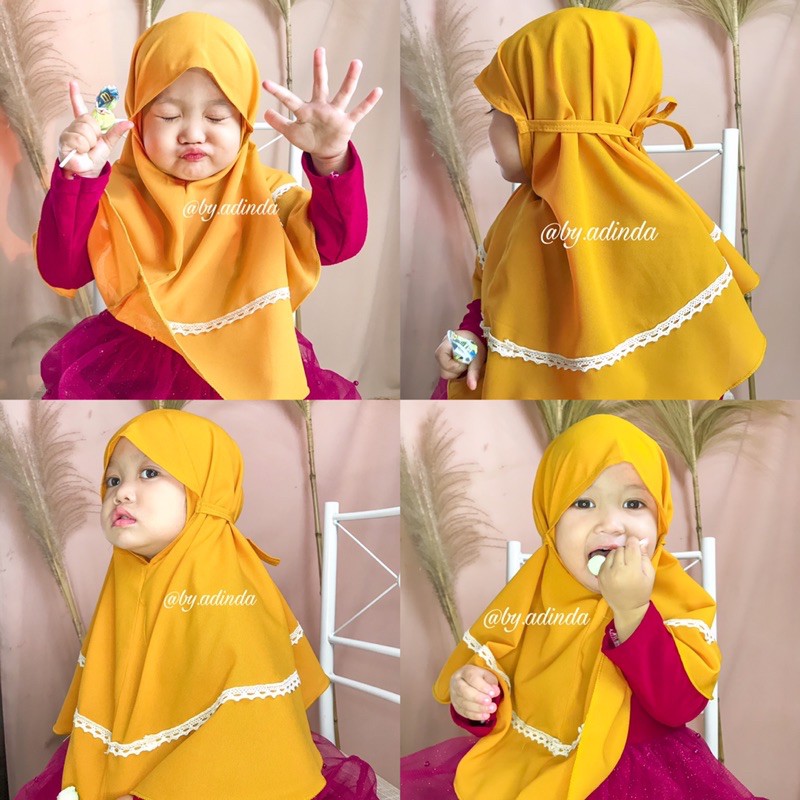 BERGO ANAK MARYAM RENDA Kids Tali non pet diamond Hijab instant Jilbab anak