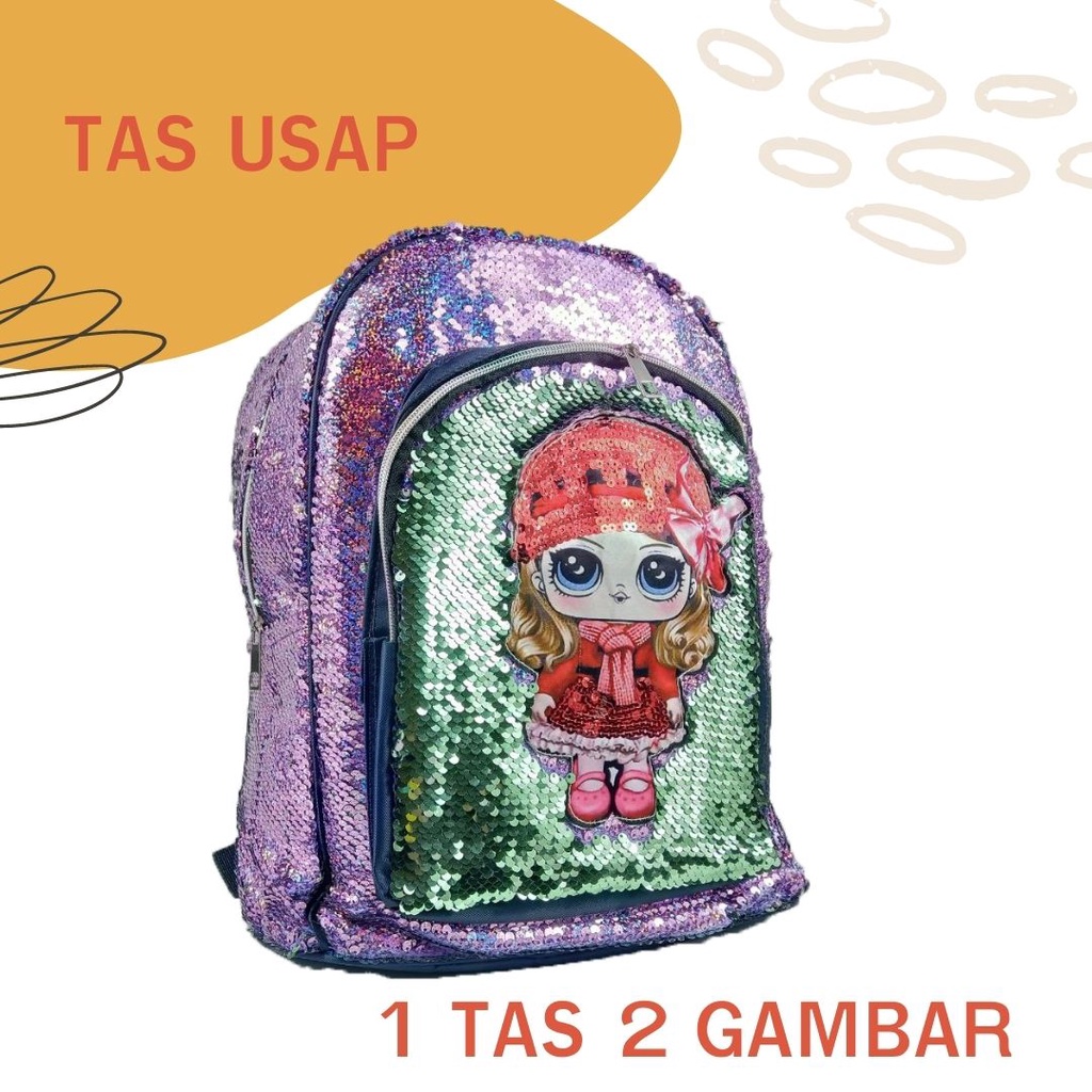 Tas Ransel Usap Anak Perempuan Tas Usap Jackstar Tas Ransel Usap Kartun 2 Gambar Tas Ransel Usap Anak SD Terlaris Termurah