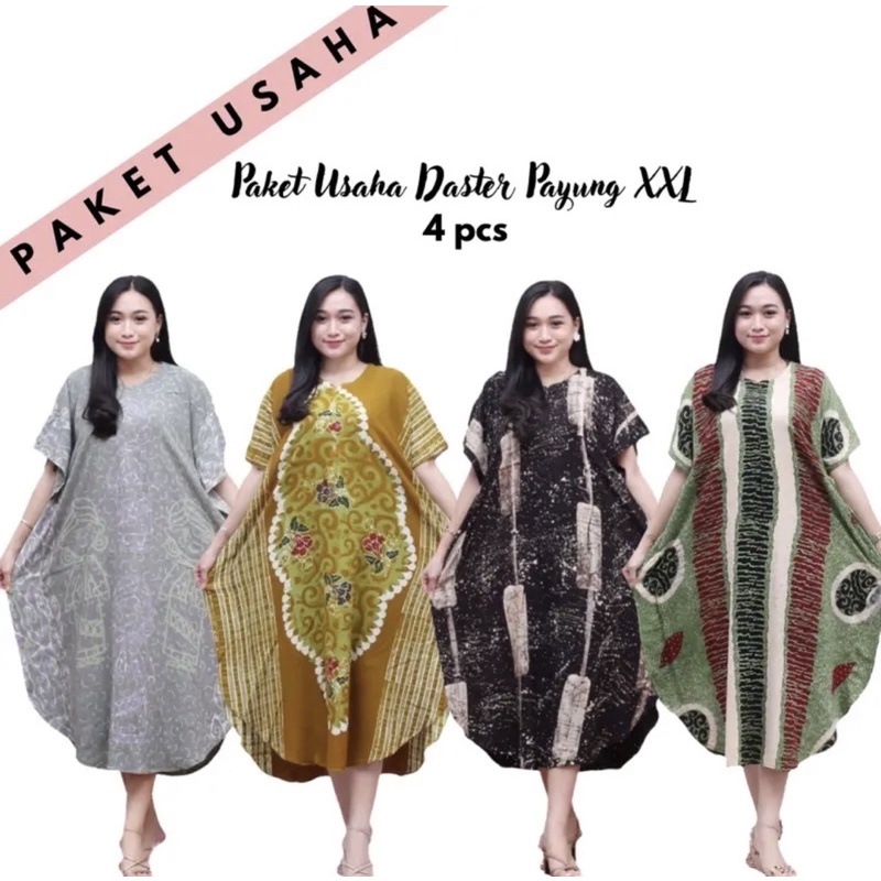 4Pcs Daster Payung Super Jumbo LD 140 XXL Pendek Dastter Pakaian Wanita Promo 4 Pcs Daster Panjang M