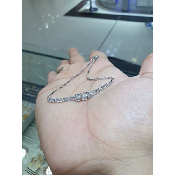 gelang serut listring diamondlook emas 750 putih