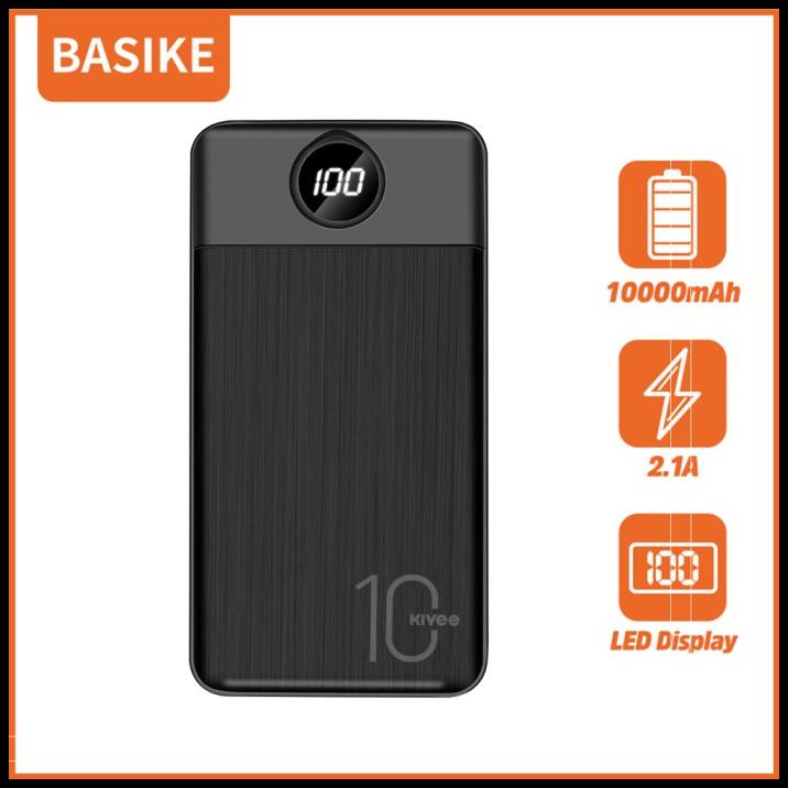 Powerbank 10000Mah Basike Keluaran Usb Ganda Indikator Baterai Led