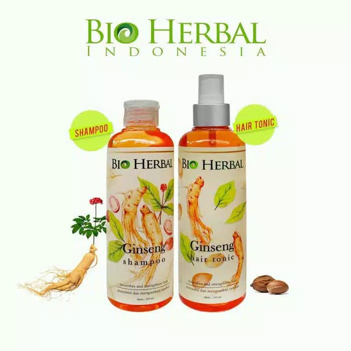 PAKET Bio Herbal  &amp; Shampoo Penumbuh Rambut Botak Rontok Hair Tonic Ginseng BPOM ORIGINAL Sampo oRI