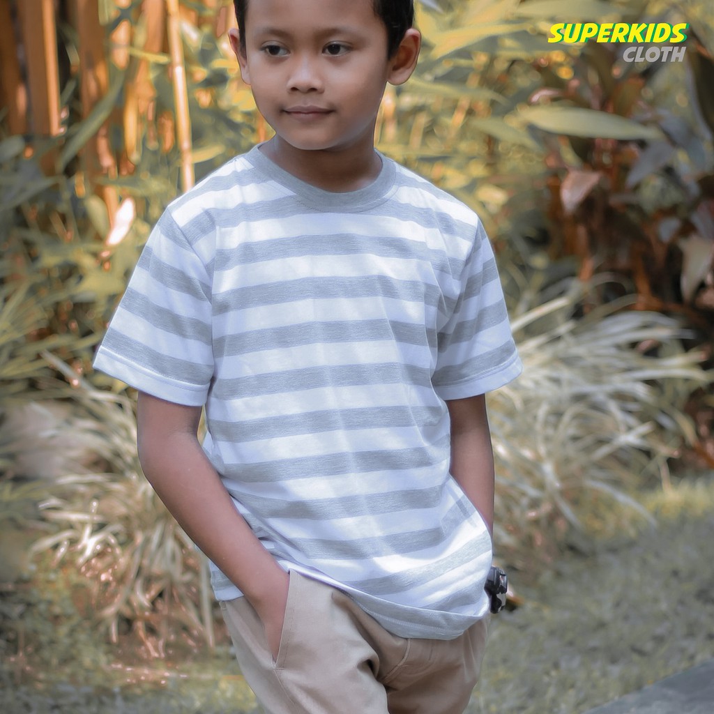 KAOS ANAK STRIPE SALUR ABU MISTY TERMURAH ECER GROSIR SUPERKIDS CLOTH 1 - 8 TAHUN