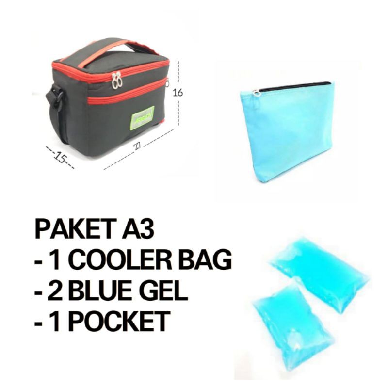 PROMO PAKET A3 , COOLER BAG ARGEN + 2 BLUE GEL + 1 POCKET s1