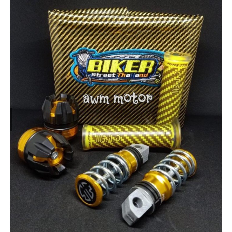 [ Paket 4 item ] Kulit Jok Karbon + Grip Karbon + Per Step + Jalu As Universal