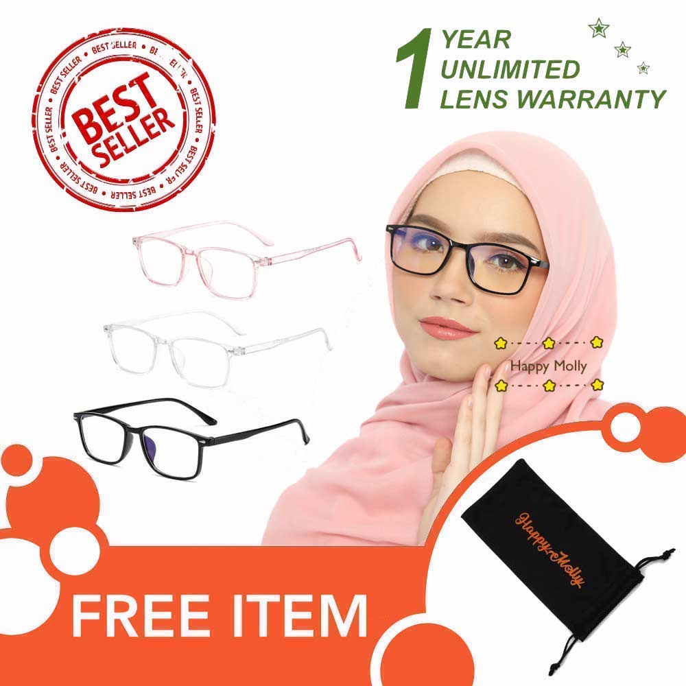 Kacamata Anti Radiasi Blue Ray Lens (Design Korea) Unisex - HM8038 ( Group ) FREE Sarung