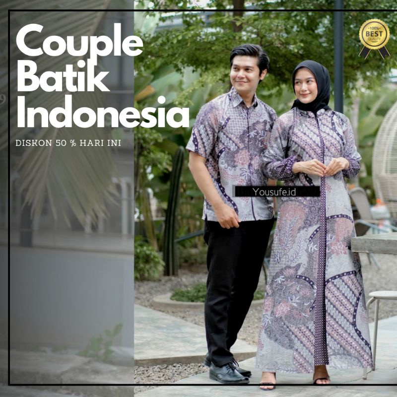 Couple Pasangan Set Batik Gamis Panjang Muslimah Lengan Panjang Pendek Terbaru Halus Katun Murah Tidak Luntur Nyaman Cod Shopee murah Kode CA01