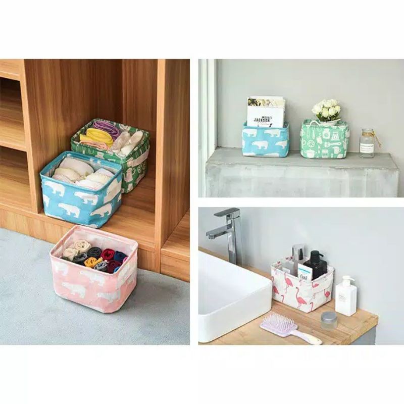 storage box/kotak penyimpanan organizer bahan kain kanvas serbaguna foldable