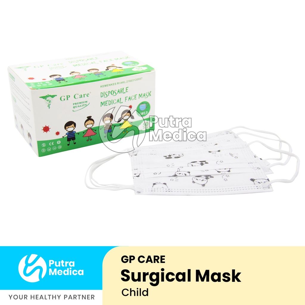 GP Care Disposable Medical Face Mask Child 3 Ply - 1 Box / Masker Anak / Alat Perlindungan Diri